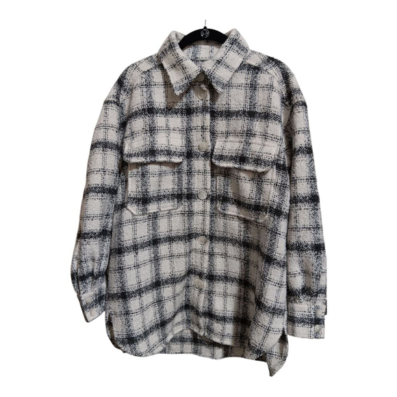 H&M Black & White Flannel Shacket - Picture 1 of 14